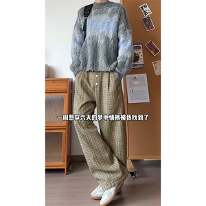 经典小香风文艺范休闲裤慵懒垂感法式时髦情侣款长裤K887P45控78图片