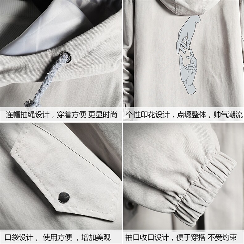 JK41147-P85纯棉连帽夹克男士大码工装夹克男外套男网格挂拍,男装夹克,电商A040A
