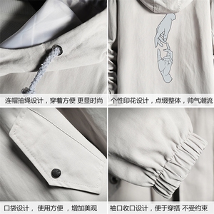 JK41147-P85纯棉连帽夹克男士大码工装夹克男外套男 网格挂拍图片