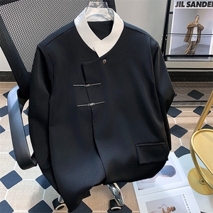 男西服夹克拼色唐装风金属别扣西装中山装外套JK1045 P65图片
