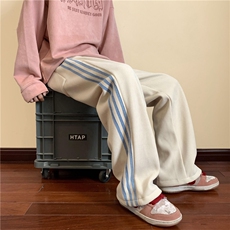 冬季欧棉绒加绒加厚条纹贴标休闲裤M~5XLXZ604-KG50-P65控78，男装卫衣，星座604