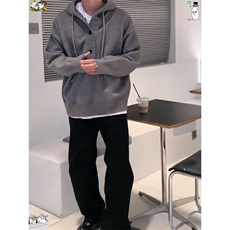 重磅秋冬装北极绒开衫毛衣美式复古休闲慵懒风针织衫加厚连帽外套，男装针织衫/毛衣，电商A486-1