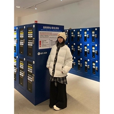 网图有货美式复古休闲格子拼接立领棉衣男女棉服外套A1022-P75，男装棉衣，星座1505