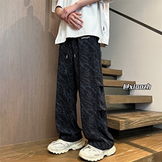 XZ616夏季扎染宽松百搭灯芯绒长裤抽绳休闲裤TY1023P55控68，男装休闲裤，星座512A（原616）