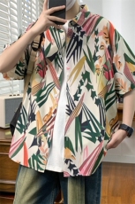 精品大码花男短袖夏季痞宽松上衣服外套翻领衬衫A012/C870C875P35，男装衬衫，电商A012