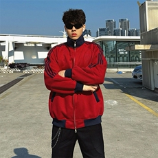 抖音得物高品质美式高街重磅结构设计拼接织带立领卫衣外套CM42，男装卫衣，电商A486