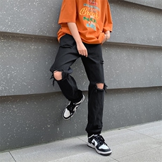 高街破洞牛仔裤复古hiphop超破乞丐裤男N0300-P40，男装牛仔裤，星座308B-1