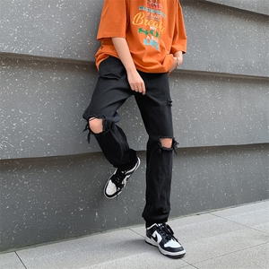 高街破洞牛仔裤复古hiphop超破乞丐裤男N0300-P40图片
