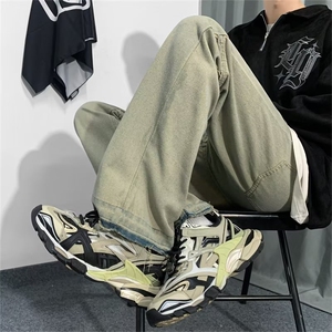 美式vibe裤子ins高街潮复古牛仔裤男款开叉微喇叭工装裤K3257-P39图片