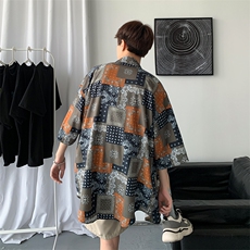 夏季新款短袖衬衣男韩版潮流休闲宽松大码衬衫男A161-CT509-P45，男装衬衫，电商A161-2