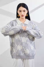 时尚女装秋冬季新款鄂尔多斯同款长袖毛衫优雅气质修身显瘦羊毛衫，女装羊绒衫，美够羊绒