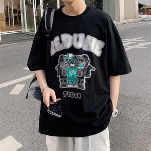 得物抖音 40支双纱高品质百搭半袖纯棉印花短袖T恤男女 T7191-P40图片