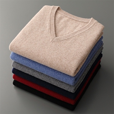 秋冬季新款舒适时尚百搭12针净面V领马甲，男装背心/马甲，牧圣羊绒