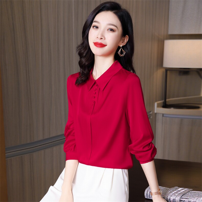 重磅真丝衬衫女士2026新款春季高端长袖衬衣真丝上衣,女装衬衫,阿舍尔精品