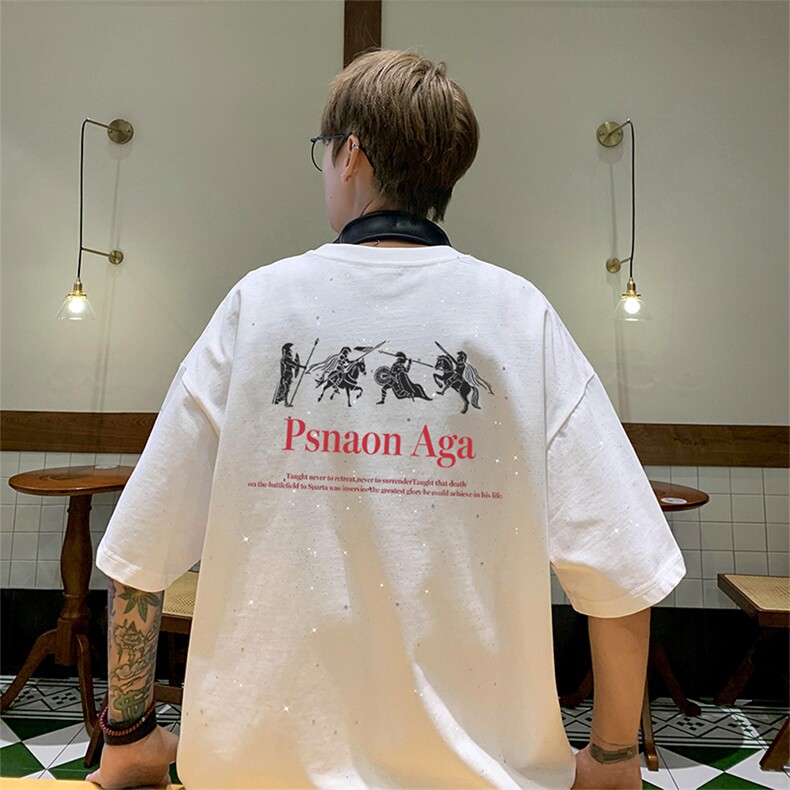 可48小时发货支持抖音得物来样二开美式满天星亮片短袖T恤MTX720,男装T恤,电商A486-1