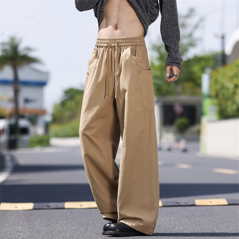 外景高街弯刀裤休闲纯棉宽松复古水洗棉直筒裤A406KZ2535特P60,男装休闲裤,星座309（原A406）