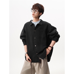 8XL-M 特大码牛仔衬衫宽松浅蓝色牛仔外套男休闲衬衫CS502P68控88图片