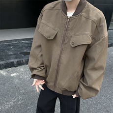 美式复古工装夹克男女春秋做旧宽松休闲情侣短款外套上衣，男装夹克，星座410-6（原星座1304-1）