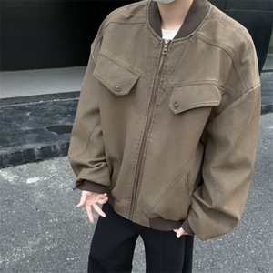 美式复古工装夹克男女春秋做旧宽松休闲情侣短款外套上衣图片
