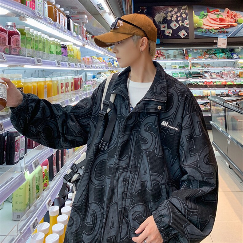 高级感灯芯绒外套男春秋冬季港风潮牌痞帅夹克宽松百搭潮流上衣服,男装夹克,星座410-7