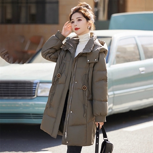 2023冬季新款拼接加厚中长款羽绒服女白鸭绒防寒外套图片