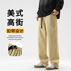 宽松束脚裤男垂顺直筒百搭休闲垂顺高级感灰K660特批38，男装休闲裤，星座718-1