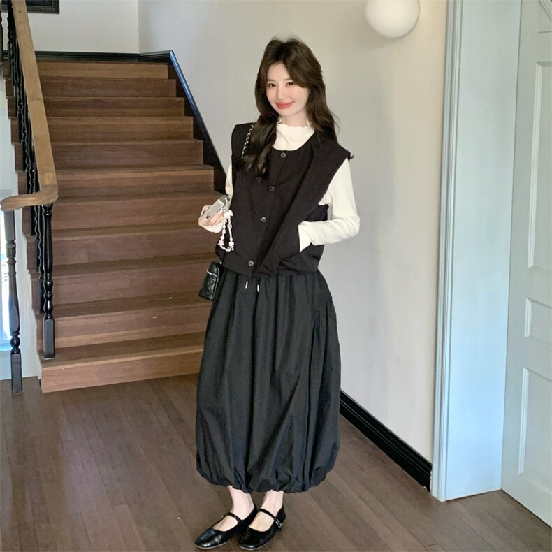 26春新款-优雅休闲宽松减龄马甲花苞裙套装2622-P170K278,女装套装/套裙,2B190