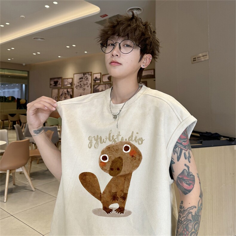 麂皮绒背心坎肩男T恤美式港风潮JB441-特P19控38图片