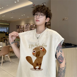 麂皮绒背心坎肩男T恤美式港风潮JB441-特P19控38图片