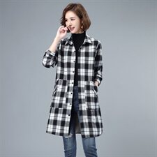 春秋加绒格子衬衫女中长款2021春装加厚上衣中年带绒衬衣休闲外套，女装衬衫，小林双子