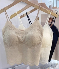 2025年夏季性感蕾丝美背内搭女带胸垫文胸无钢圈外穿打底吊带背心，女装背心吊带，安月电商供货