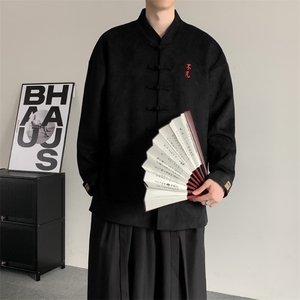 风潮粉色新中式盘扣外套男女刺绣中式复古盘扣新年复古衣裳图片