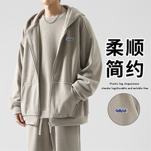 潮牌美式时尚条绒套装男宽松连帽外套休闲裤两件套KW905-特批-131图片
