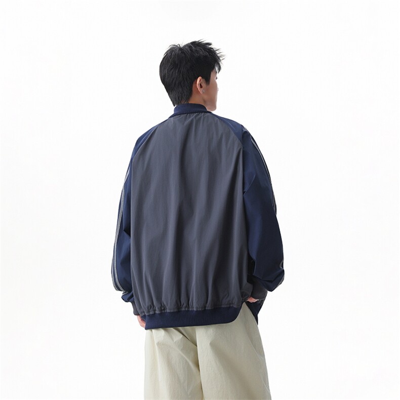包现货-美式条纹刺绣立领夹克秋季复古户外外套218-7-JK62-P95,男装夹克,星座218-7