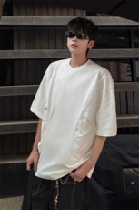 夏季2025年新款拼接口袋短袖T恤男女同款宽松美式oversize特P42，男装T恤，电商B319