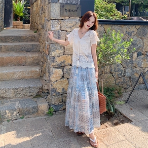 今年流行爆款女装天丝麻套裙波西米亚风套装夏季多巴胺穿搭两件套图片