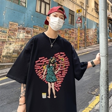 欧美式小女孩创意印花短袖t恤夏高克重半袖体恤XZ514-2-1300-P28，男装T恤，星座514-2(原B239)