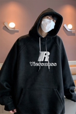 港风抖音直播得物高品质宽松麂皮绒连帽卫衣W6203P48，男装卫衣，电商C408-1(原B339-1)