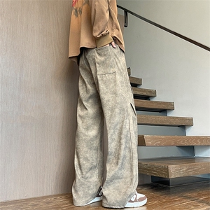 YK86104-P35聚酯纤维秋季上新美式扎染休闲裤直筒男