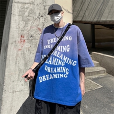 B239-1203-P39渐变扎染创意字母印花复古落肩袖短袖T恤美式，男装T恤，星座514-2(原B239)