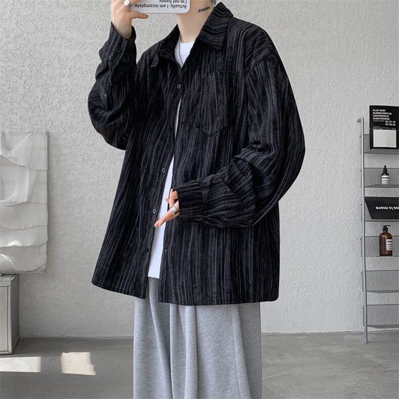 8XL-M灯芯绒长袖衬衫特大码痞帅扎染衬衣美式复古外套CS9002/P55,男装衬衫,电商B238