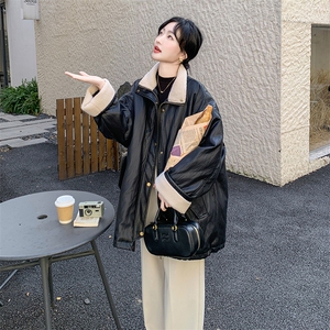 新款 皮衣拼接羊羔毛羽绒服9932-P268-K388图片
