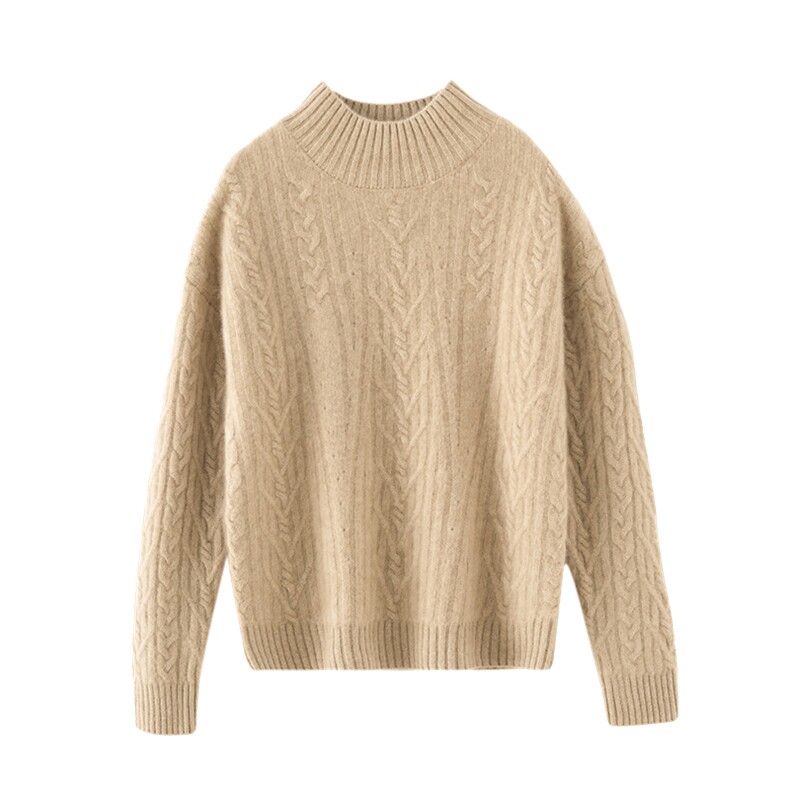 2025秋冬新款羊绒衫女100纯羊绒厚款高领慵懒针织衫纯色保暖上衣,女装羊绒衫,暖凌绒