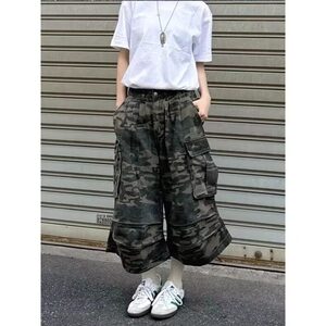 迷彩多口袋工装七分裤男女夏季款美式复古宽松短裤 DT48-P52图片