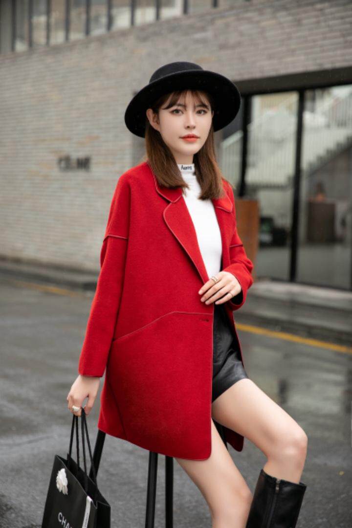 冬装新款：双面羊绒韩版西装外套M一，女装西装，拉思维加丝