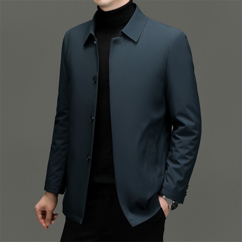 白鸭绒轻薄羽绒服男冬季翻领中年爸爸休闲保暖男士冬装外套男上衣,男装羽绒服,电商B212（原钱塘6029）
