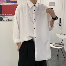 夏季薄款长袖衬衫男ins潮牌港风日系休百搭七分袖上衣W7117-P32，男装衬衫，星座512-2