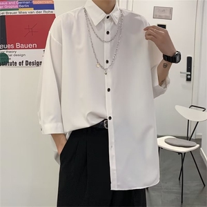 夏季薄款长袖衬衫男ins潮牌港风日系休百搭七分袖上衣 W7117-P32图片