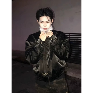 飞机扣哈灵顿座山雕棉服男款冬季美式复古cleanfit短款外套高级感图片