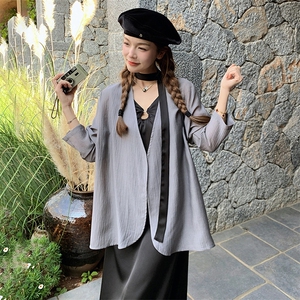 高级感叠穿西装套装裙女2025春季新款优雅气质吊带连衣裙三件套潮图片